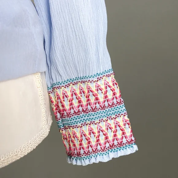 Marie Oliver 100% sky blue silk blouse - Picture 4 of 9